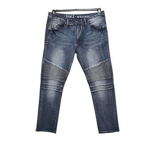 Raw X XRAY Biker Moto Jeans Mens Size 36x32 Standard Blue Stretch Denim Slim Fit